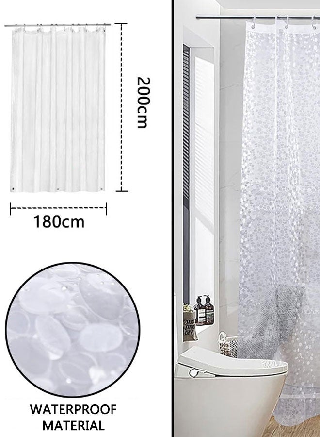 HOOTO 3D Shower Curtain, Heavy Duty PEVA Thick Clear Plastic Shower Curtain with Rust-Proof Metal Grommets, Anti-Mildew Antibacterial Waterproof Washable, , 180X200cm - Image 2